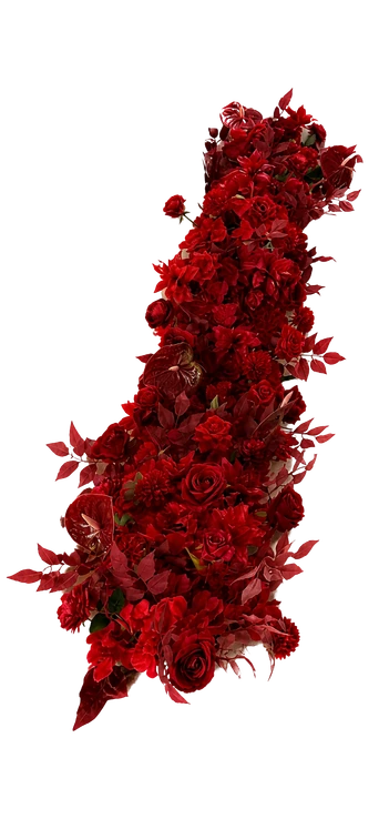Traînée de fleurs rouges